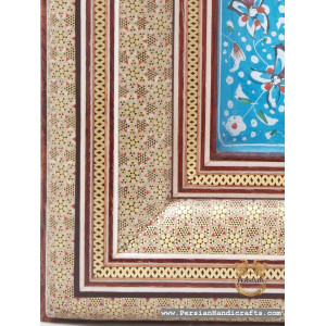 Minakari Clock Khatam Frame | Enamel On Marquetry | HKH7119-Persian Handicrafts