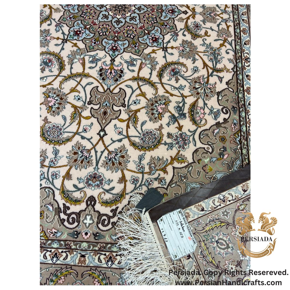 Handmade Silk | Isfahan Persian Rug | RI8007-Persiada Persian Handicrafts Handmade Silk | Isfahan Persian Rug | RI8007-Persiada Persian Handicrafts
