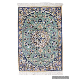 Medallion Design Wool & Cotton Naein Persian Rug  -  RN5005-Persian Handicrafts