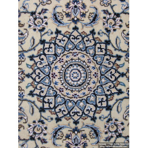 Medallion Design Wool & Cotton Naein Persian Rug  -  RN5007-Persian Handicrafts