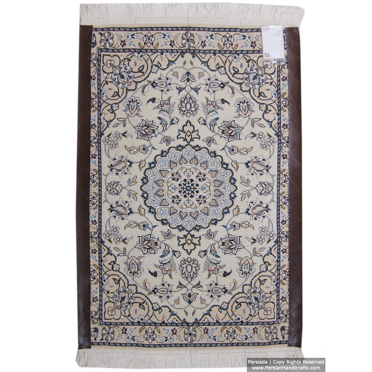Medallion Design Wool & Cotton Naein Persian Rug  -  RN5013-Persian Handicrafts