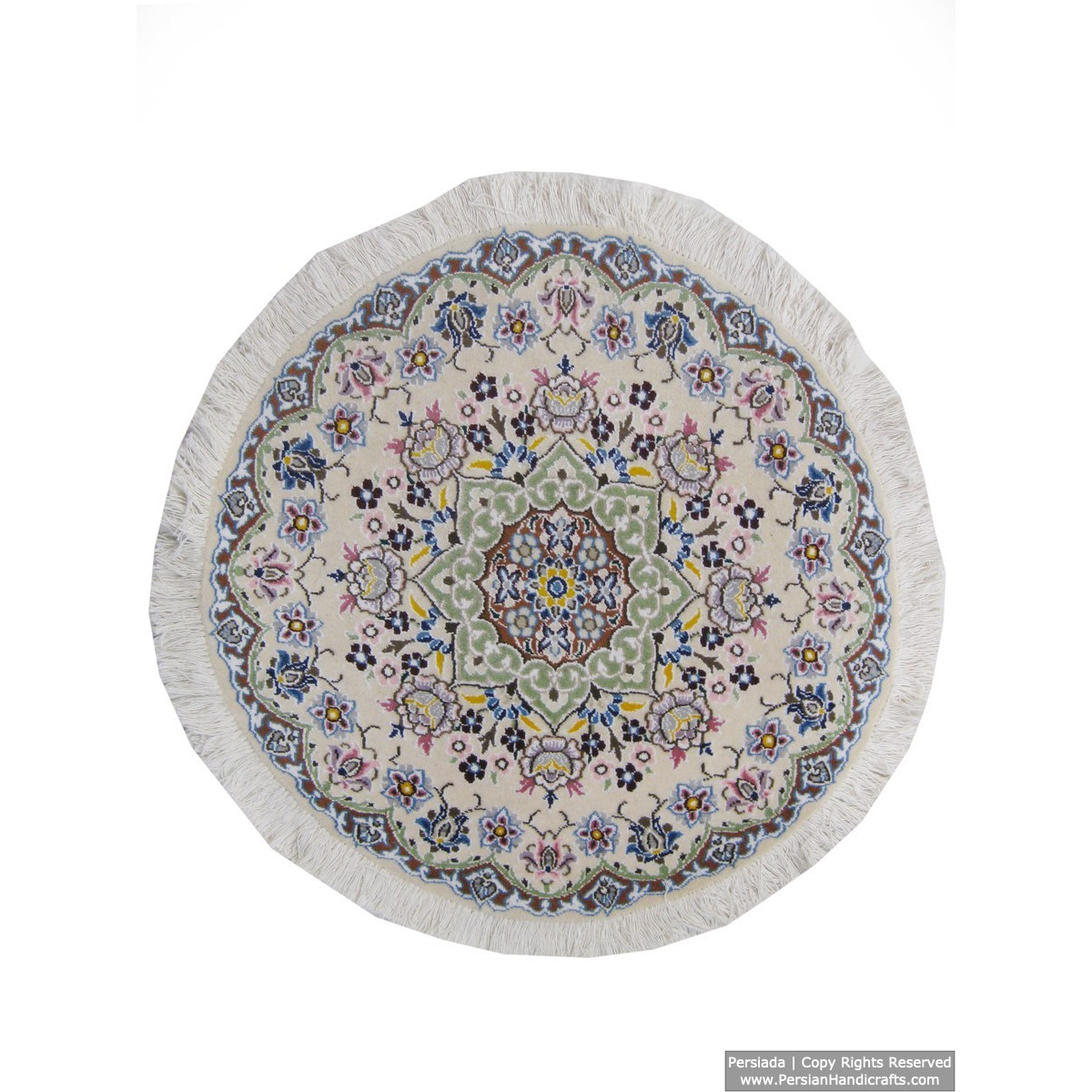 Medallion Design Wool & Cotton Naein Persian Rug  -  RN5014-Persian Handicrafts