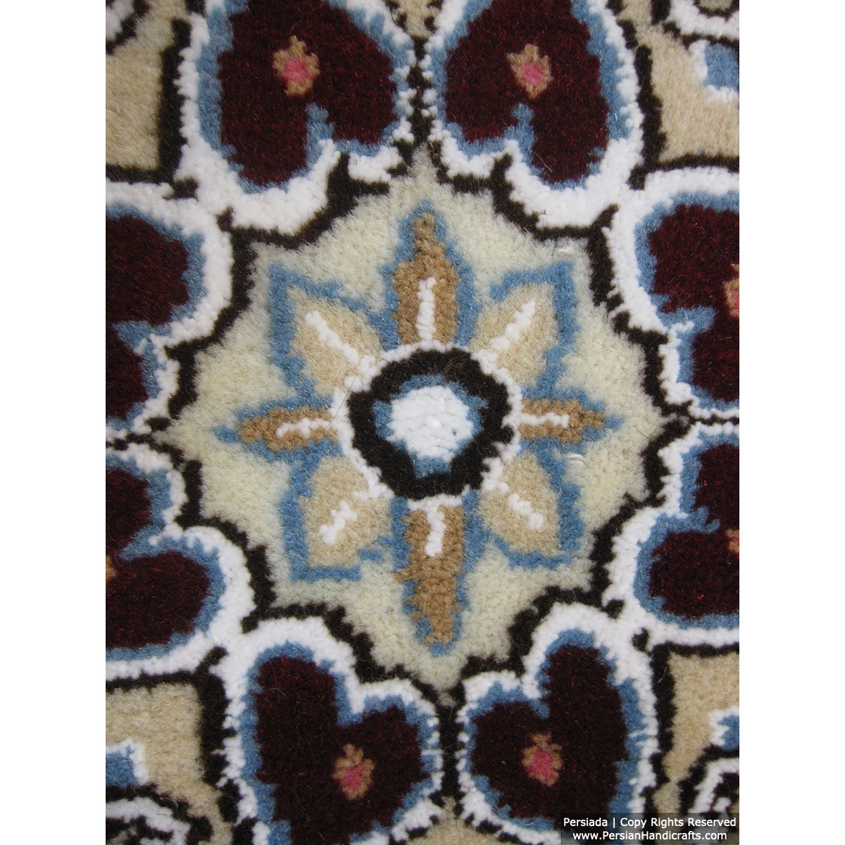 Medallion Design Wool & Cotton Naein Persian Rug  -  RN5015-Persian Handicrafts