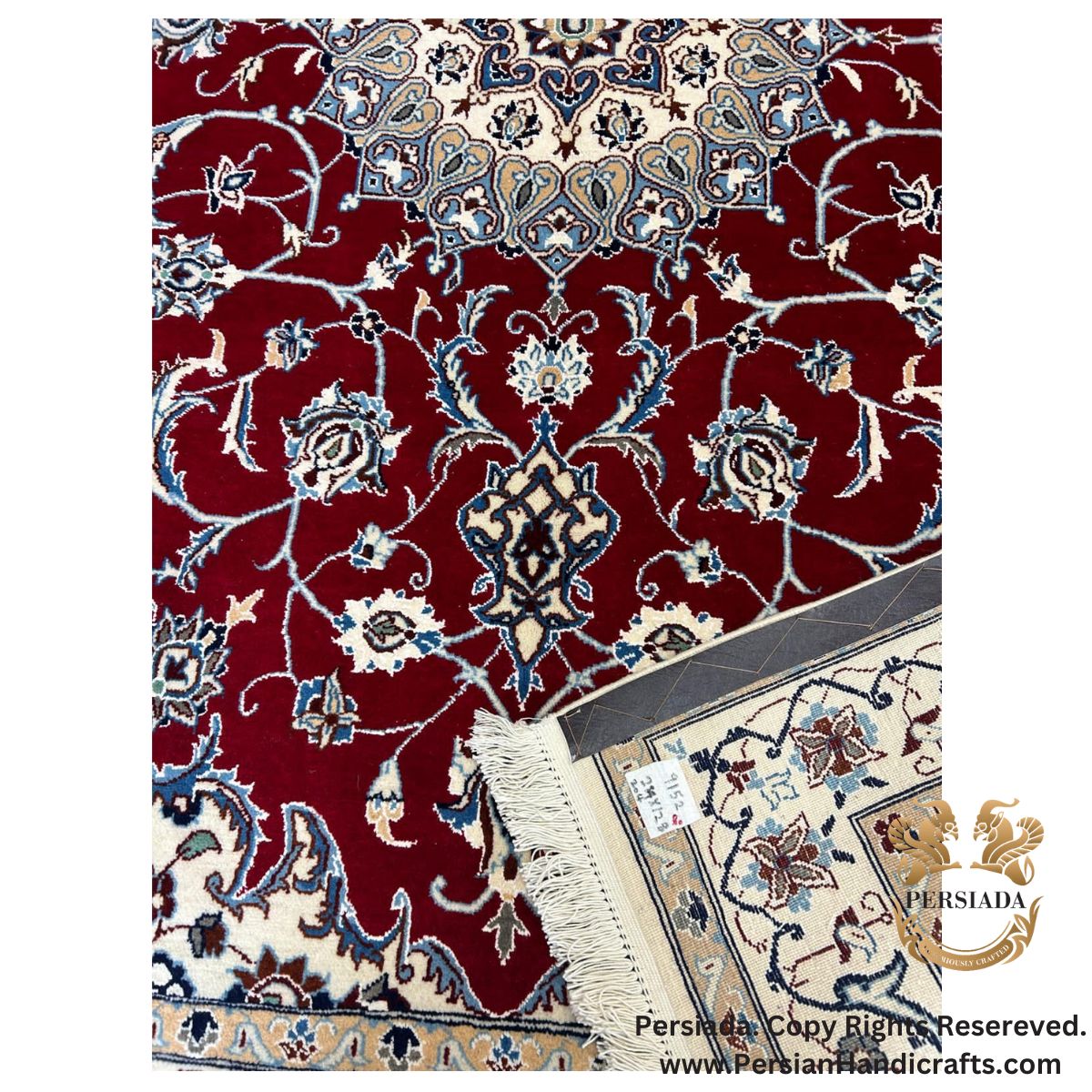 Handmade Wool Silk | Nain Persian Rug | RN8017-Persiada Persian Handicrafts Handmade Wool Silk | Nain Persian Rug | RN8017-Persiada Persian Handicrafts