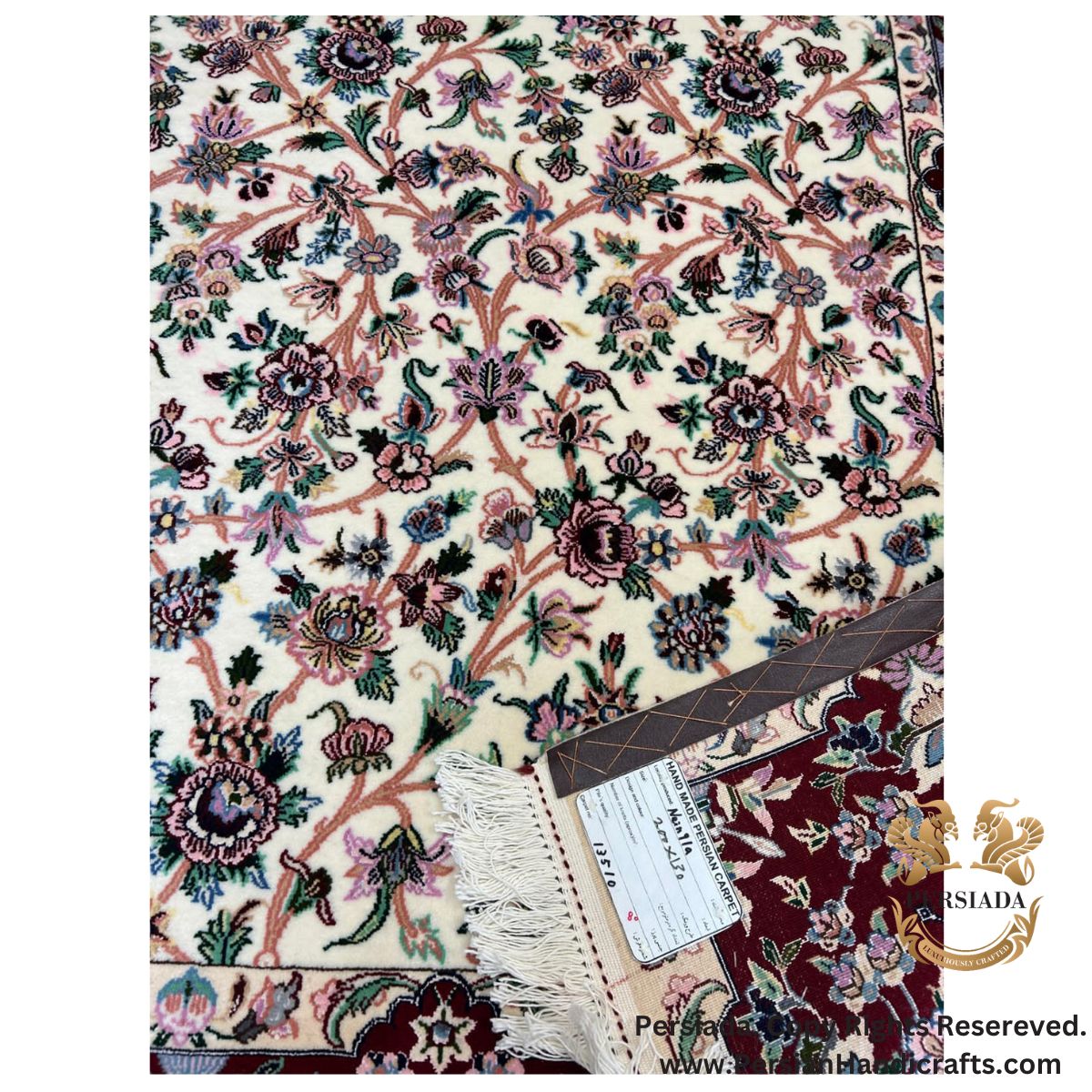 Handmade Wool Silk | Nain Persian Rug | RN8018-Persiada Persian Handicrafts Handmade Wool Silk | Nain Persian Rug | RN8018-Persiada Persian Handicrafts