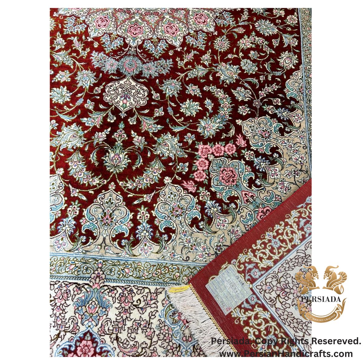 Handmade Silk | Qum Persian Rug | RQ8037-Persiada Persian Handicrafts Handmade Silk | Qum Persian Rug | RQ8037-Persiada Persian Handicrafts