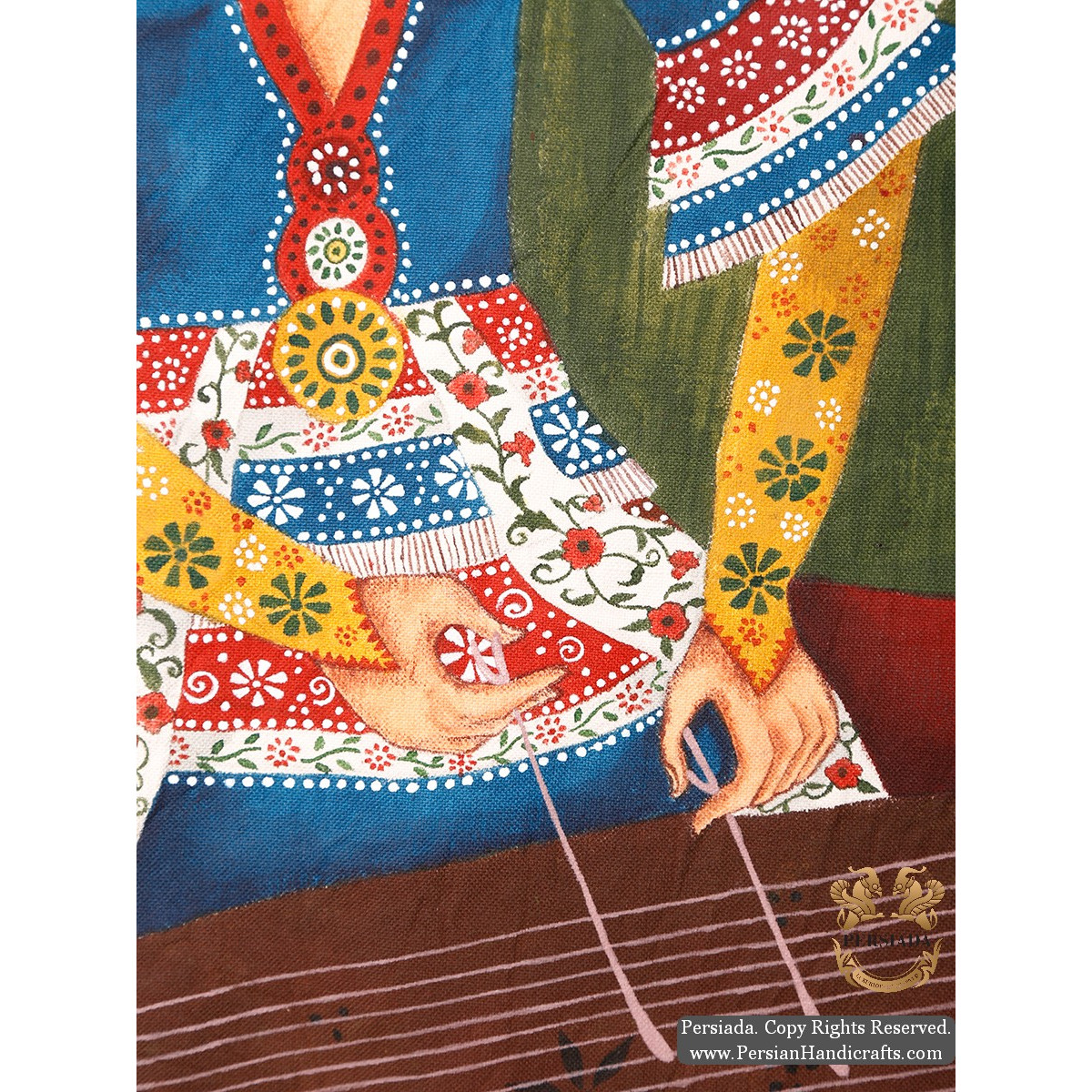 Qajar Woman Portrait | Hand Painted Ghalamkar Fabric | PHGH502-Persian Handicrafts