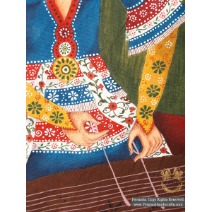 Qajar Woman Portrait | Hand Painted Ghalamkar Fabric | PHGH501-Persian Handicrafts