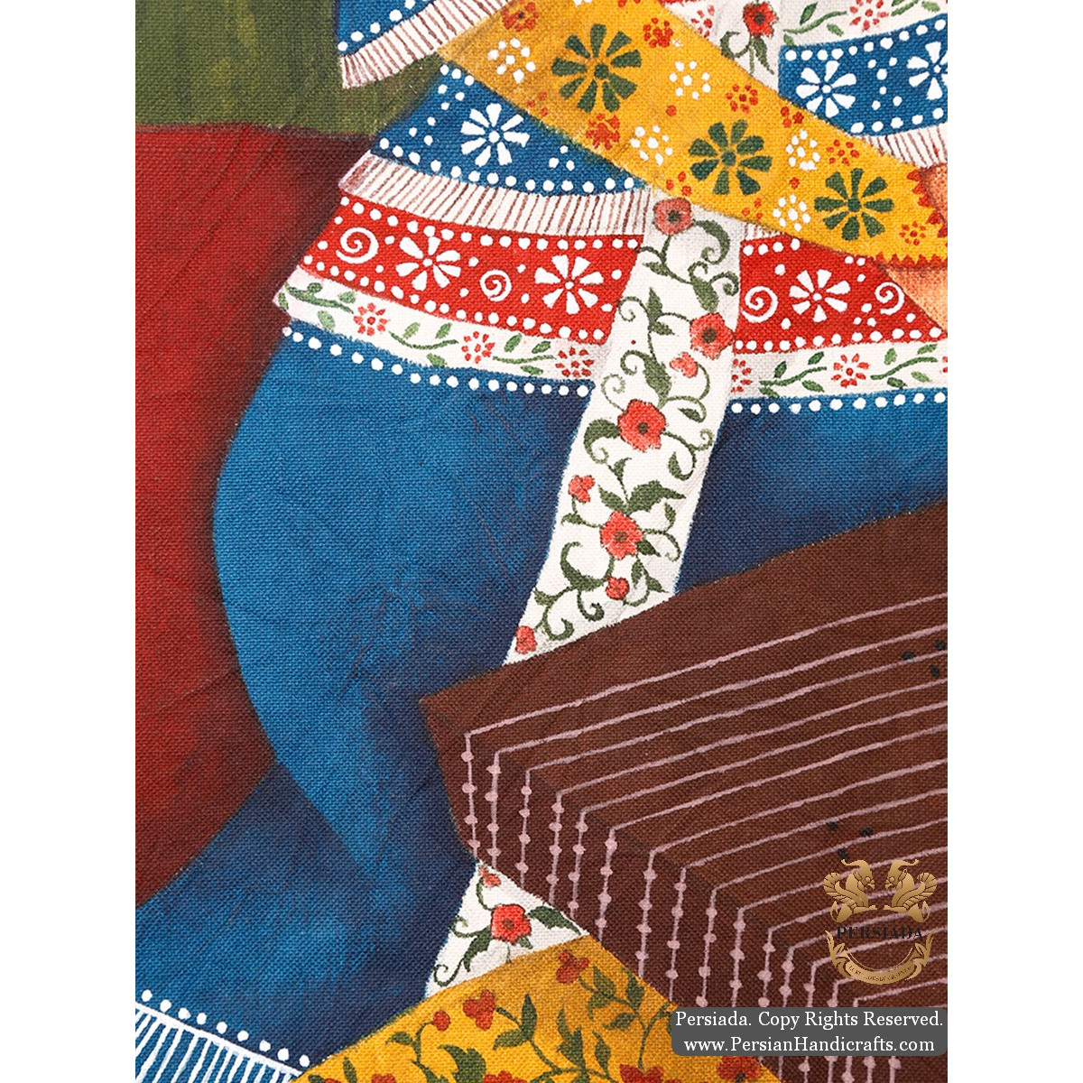 Qajar Woman Portrait | Hand Painted Ghalamkar Fabric | HGH5108-Persian Handicrafts