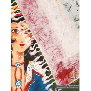 Qajar Woman Portrait | Hand Painted Ghalamkar Fabric | PHGH501-Persian Handicrafts