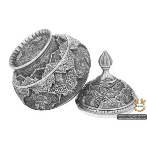 Luxurious Candy Dish | Multi Dimensional Handgraved Ghalamzani | PHGL502-Persian Handicrafts