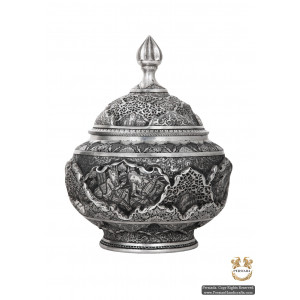 Luxurious Candy Dish | Multi Dimensional Handgraved Ghalamzani | PHGL502-Persian Handicrafts