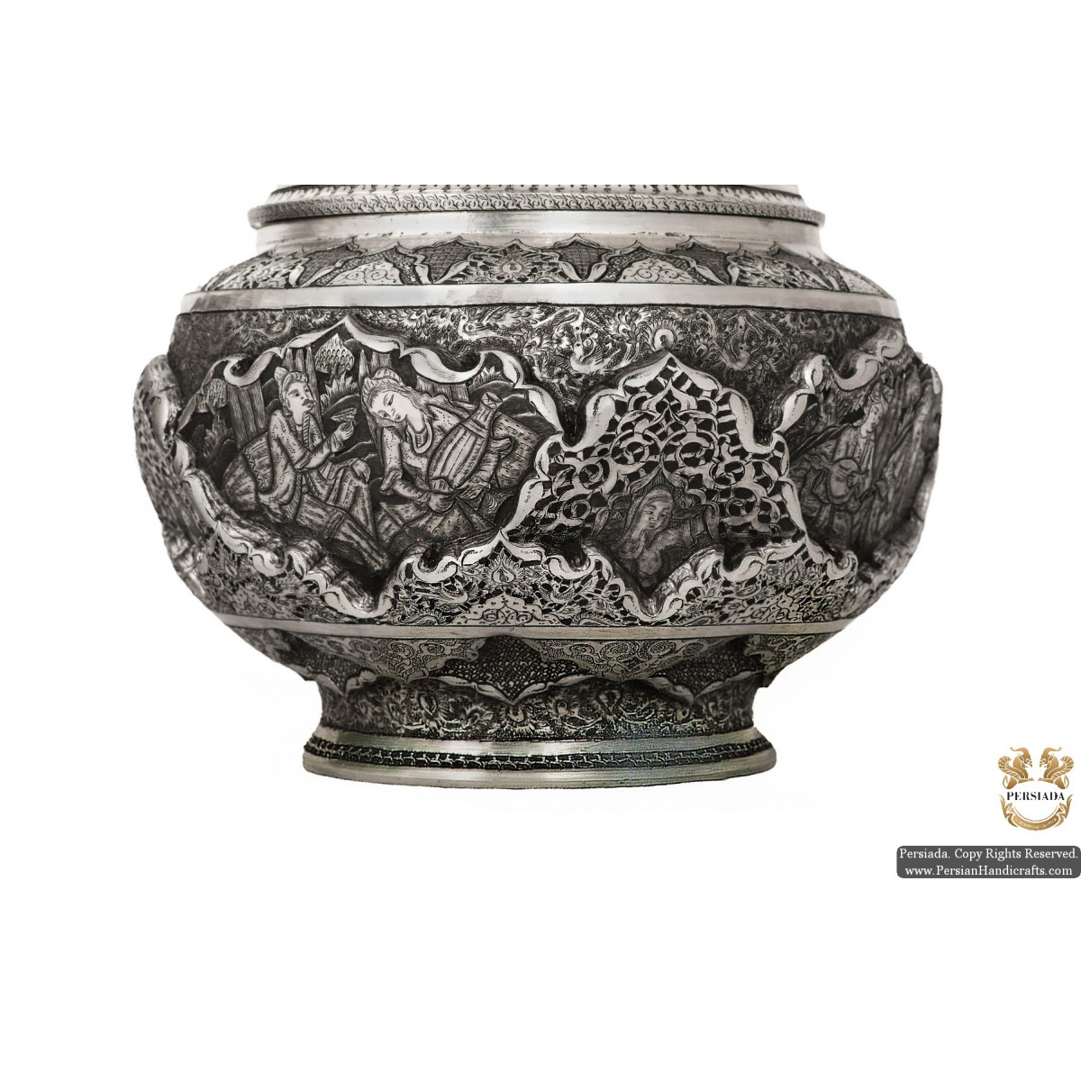 Luxurious Candy Dish | Multi Dimensional Handgraved Ghalamzani | PHGL502-Persian Handicrafts