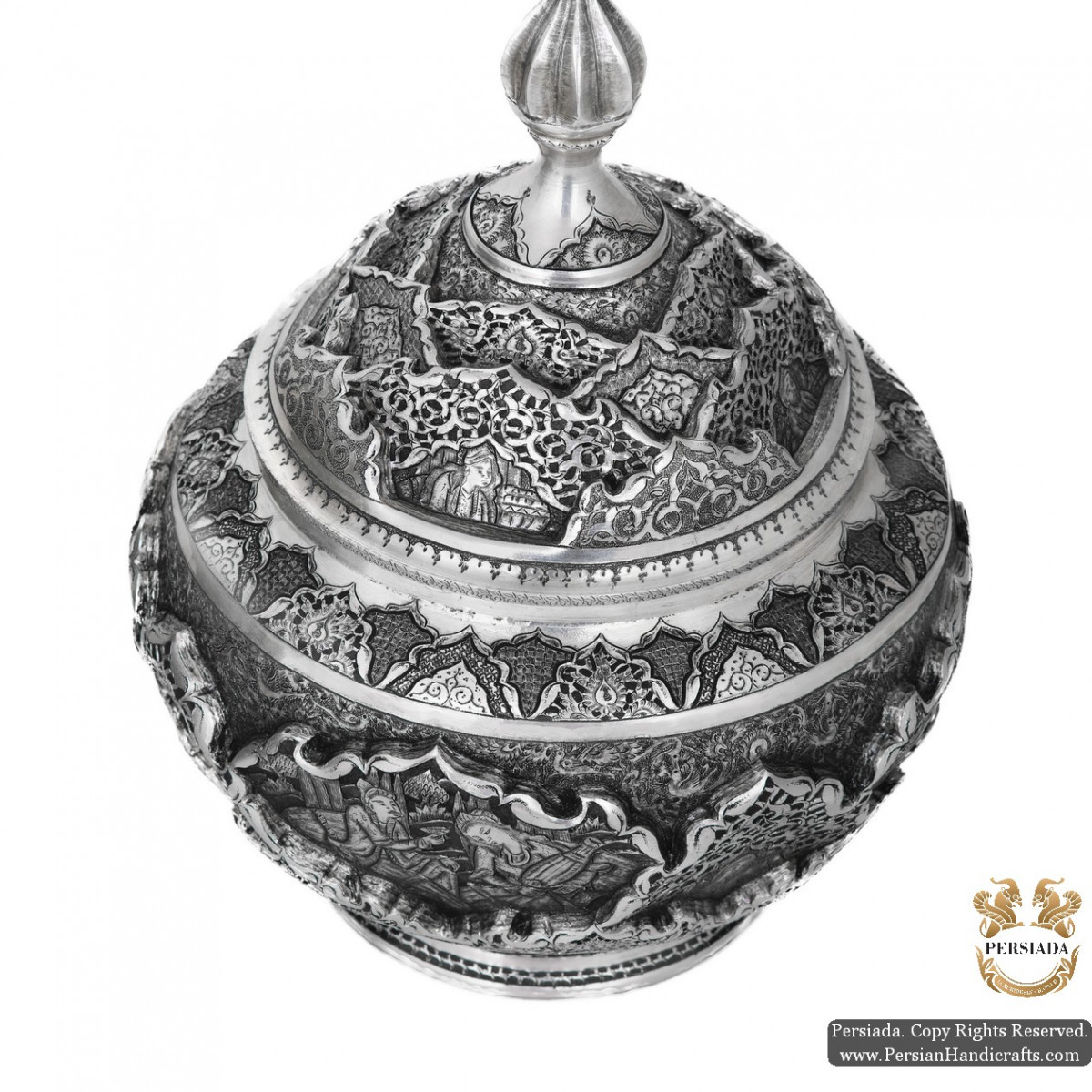 Luxurious Candy Dish | Multi Dimensional Handgraved Ghalamzani | PHGL502-Persian Handicrafts