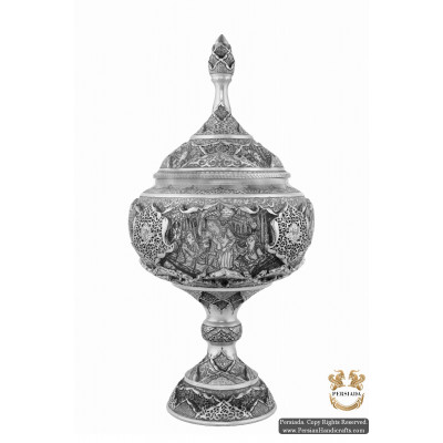 Luxurious Pedestal Dish | Multi Dimensional Handgraved Ghalamzani | PHGL504