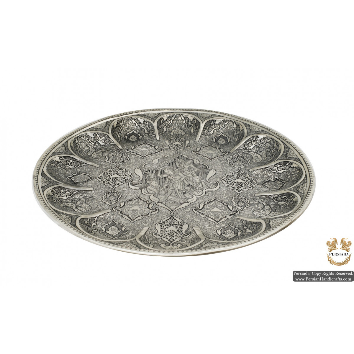 Luxurious Wall Plate | Multi Dimensional Handgraved Ghalamzani | PHGL506-Persian Handicrafts