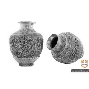 Luxurious Flower Vase | Multi Dimensional Handgraved Ghalamzani | PHGL505-Persian Handicrafts
